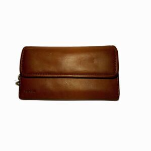 NWT Fossil Sadie Parker Saddle Brown Leather Trifold Wallet Clutch 7x4 inches